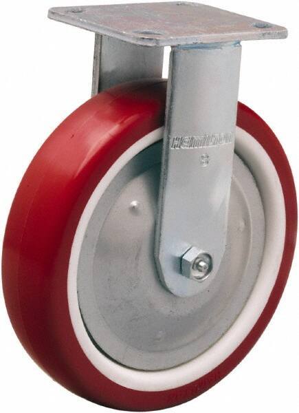 Hamilton - 8" Diam x 2" Wide x 9-1/2" OAH Top Plate Mount Rigid Caster - Polyurethane Mold on Polypropylene, 900 Lb Capacity, Straight Roller Bearing, 4 x 4-1/2" Plate - USA Tool & Supply