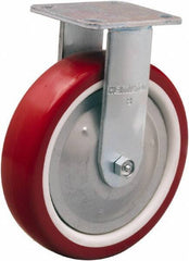 Hamilton - 8" Diam x 2" Wide x 9-1/2" OAH Top Plate Mount Rigid Caster - Polyurethane Mold on Polypropylene, 900 Lb Capacity, Straight Roller Bearing, 4 x 4-1/2" Plate - USA Tool & Supply