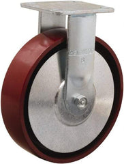Hamilton - 8" Diam x 2" Wide x 9-1/2" OAH Top Plate Mount Rigid Caster - Cast Iron, 900 Lb Capacity, Sealed Precision Ball Bearing, 4 x 4-1/2" Plate - USA Tool & Supply