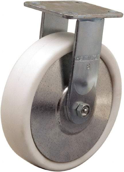 Hamilton - 8" Diam x 2" Wide x 9-1/2" OAH Top Plate Mount Rigid Caster - Polyolefin, 900 Lb Capacity, Delrin Bearing, 4 x 4-1/2" Plate - USA Tool & Supply