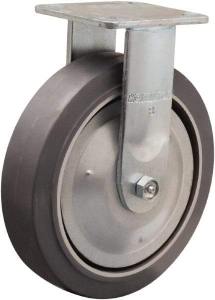 Hamilton - 8" Diam x 2" Wide x 9-1/2" OAH Top Plate Mount Rigid Caster - Rubber Mold on Aluminum, 500 Lb Capacity, Straight Roller Bearing, 4 x 4-1/2" Plate - USA Tool & Supply