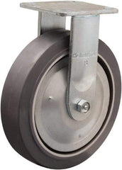 Hamilton - 8" Diam x 2" Wide x 9-1/2" OAH Top Plate Mount Rigid Caster - Rubber Mold on Aluminum, 500 Lb Capacity, Straight Roller Bearing, 4 x 4-1/2" Plate - USA Tool & Supply