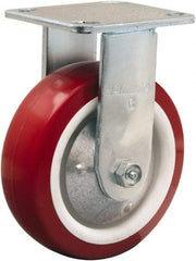 Hamilton - 6" Diam x 2" Wide x 7-1/2" OAH Top Plate Mount Rigid Caster - Polyurethane Mold on Polypropylene, 900 Lb Capacity, Straight Roller Bearing, 4 x 4-1/2" Plate - USA Tool & Supply