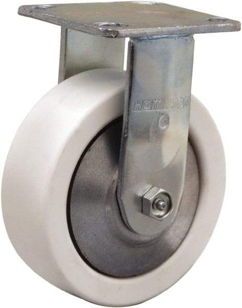 Hamilton - 6" Diam x 2" Wide x 7-1/2" OAH Top Plate Mount Rigid Caster - Polyolefin, 750 Lb Capacity, Delrin Bearing, 4 x 4-1/2" Plate - USA Tool & Supply