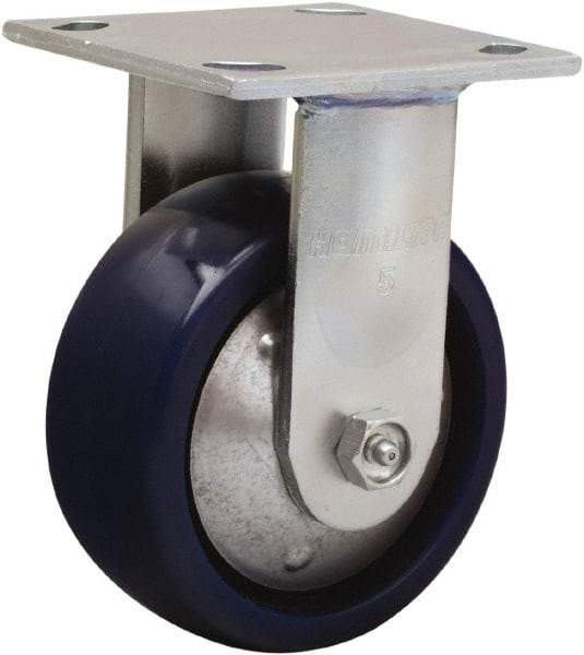 Hamilton - 5" Diam x 2" Wide x 6-1/2" OAH Top Plate Mount Rigid Caster - Polyurethane, 900 Lb Capacity, Sealed Precision Ball Bearing, 4 x 4-1/2" Plate - USA Tool & Supply