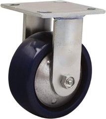 Hamilton - 5" Diam x 2" Wide x 6-1/2" OAH Top Plate Mount Rigid Caster - Polyurethane, 900 Lb Capacity, Sealed Precision Ball Bearing, 4 x 4-1/2" Plate - USA Tool & Supply