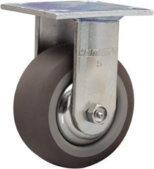 Hamilton - 5" Diam x 2" Wide x 6-1/2" OAH Top Plate Mount Rigid Caster - Rubber Mold on Polyolefin, 350 Lb Capacity, Straight Roller Bearing, 4 x 4-1/2" Plate - USA Tool & Supply