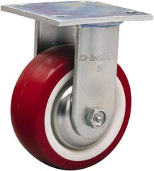 Hamilton - 5" Diam x 2" Wide x 6-1/2" OAH Top Plate Mount Rigid Caster - Polyurethane Mold on Polypropylene, 900 Lb Capacity, Straight Roller Bearing, 4 x 4-1/2" Plate - USA Tool & Supply