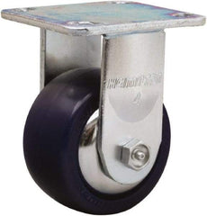 Hamilton - 4" Diam x 2" Wide x 5-5/8" OAH Top Plate Mount Rigid Caster - Polyurethane, 750 Lb Capacity, Straight Roller Bearing, 4 x 4-1/2" Plate - USA Tool & Supply