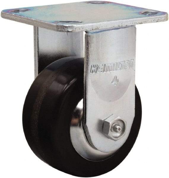 Hamilton - 4" Diam x 2" Wide x 5-5/8" OAH Top Plate Mount Rigid Caster - Phenolic, 800 Lb Capacity, Straight Roller Bearing, 4 x 4-1/2" Plate - USA Tool & Supply