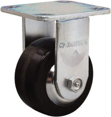 Hamilton - 4" Diam x 2" Wide x 5-5/8" OAH Top Plate Mount Rigid Caster - Phenolic, 800 Lb Capacity, Straight Roller Bearing, 4 x 4-1/2" Plate - USA Tool & Supply