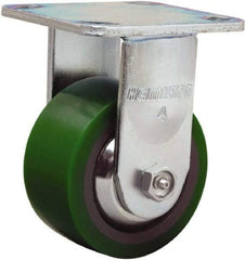 Hamilton - 4" Diam x 2" Wide x 5-5/8" OAH Top Plate Mount Rigid Caster - Polyurethane Mold onto Cast Iron Center, 750 Lb Capacity, Sealed Precision Ball Bearing, 4 x 4-1/2" Plate - USA Tool & Supply