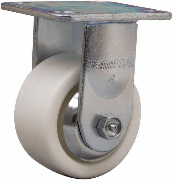 Hamilton - 4" Diam x 2" Wide x 5-5/8" OAH Top Plate Mount Rigid Caster - Polyolefin, 550 Lb Capacity, Delrin Bearing, 4 x 4-1/2" Plate - USA Tool & Supply