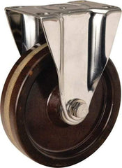 Hamilton - 5" Diam x 1-1/4" Wide x 6-1/4" OAH Top Plate Mount Rigid Caster - Phenolic, 300 Lb Capacity, Plain Bore Bearing, 2-3/8 x 3-5/8" Plate - USA Tool & Supply