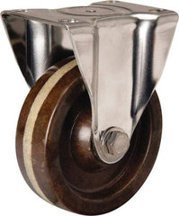 Hamilton - 4" Diam x 1-1/4" Wide x 5-1/8" OAH Top Plate Mount Rigid Caster - Phenolic, 300 Lb Capacity, Plain Bore Bearing, 2-3/8 x 3-5/8" Plate - USA Tool & Supply