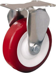Hamilton - 4" Diam x 1-3/8" Wide x 5-1/8" OAH Top Plate Mount Rigid Caster - Polyurethane Mold on Polypropylene, 325 Lb Capacity, Delrin Bearing, 2-3/8 x 3-5/8" Plate - USA Tool & Supply