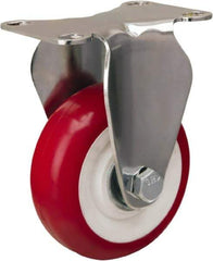 Hamilton - 3-1/2" Diam x 1-3/8" Wide x 4-7/8" OAH Top Plate Mount Rigid Caster - Polyurethane Mold on Polypropylene, 325 Lb Capacity, Delrin Bearing, 2-3/8 x 3-5/8" Plate - USA Tool & Supply