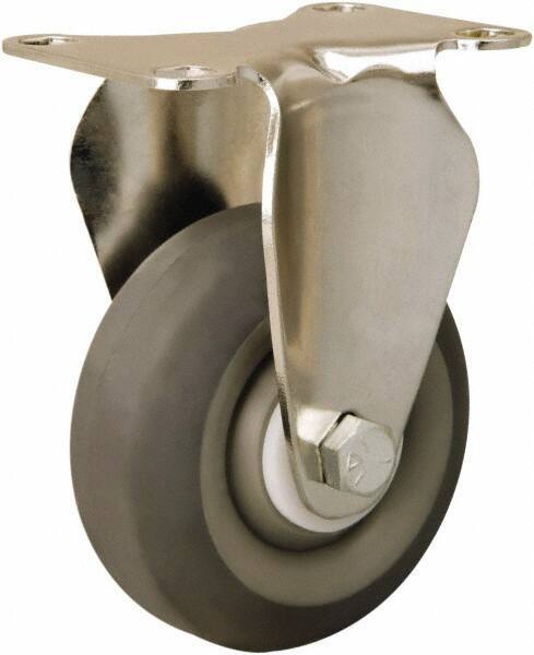 Hamilton - 3-1/2" Diam x 1-3/8" Wide x 4-7/8" OAH Top Plate Mount Rigid Caster - Rubber Mold on Polyolefin, 240 Lb Capacity, Delrin Bearing, 2-3/8 x 3-5/8" Plate - USA Tool & Supply