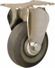 Hamilton - 3-1/2" Diam x 1-3/8" Wide x 4-7/8" OAH Top Plate Mount Rigid Caster - Rubber Mold on Polyolefin, 240 Lb Capacity, Delrin Bearing, 2-3/8 x 3-5/8" Plate - USA Tool & Supply