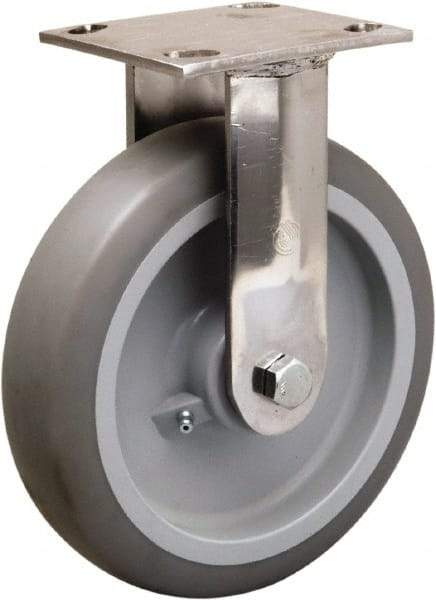 Hamilton - 8" Diam x 2" Wide x 9-1/2" OAH Top Plate Mount Rigid Caster - Rubber Mold on Polyolefin, 500 Lb Capacity, Delrin Bearing, 3-3/4 x 4-1/2" Plate - USA Tool & Supply