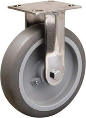 Hamilton - 8" Diam x 2" Wide x 9-1/2" OAH Top Plate Mount Rigid Caster - Rubber Mold on Polyolefin, 500 Lb Capacity, Delrin Bearing, 3-3/4 x 4-1/2" Plate - USA Tool & Supply