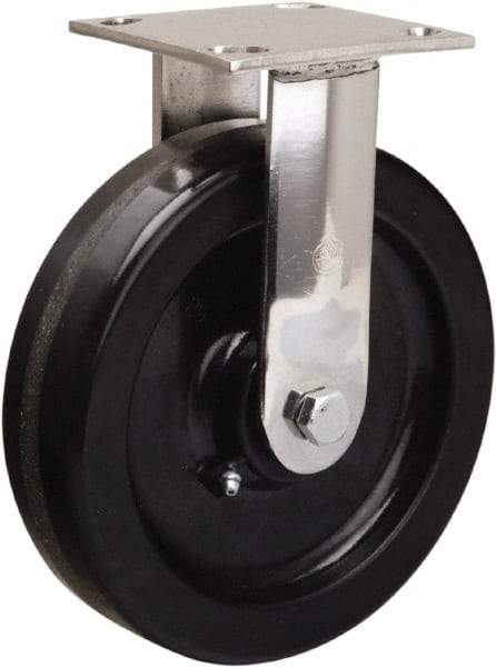 Hamilton - 8" Diam x 2" Wide x 9-1/2" OAH Top Plate Mount Rigid Caster - Phenolic, 800 Lb Capacity, Delrin Bearing, 3-3/4 x 4-1/2" Plate - USA Tool & Supply
