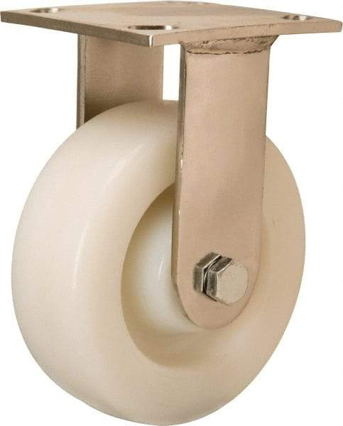 Hamilton - 6" Diam x 2" Wide x 7-1/2" OAH Top Plate Mount Rigid Caster - Nylon, 500 Lb Capacity, Stainless Steel Precision Ball Bearing, 3-3/4 x 4-1/2" Plate - USA Tool & Supply
