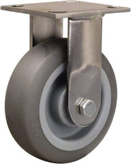 Hamilton - 6" Diam x 2" Wide x 7-1/2" OAH Top Plate Mount Rigid Caster - Rubber Mold on Polyolefin, 410 Lb Capacity, Delrin Bearing, 3-3/4 x 4-1/2" Plate - USA Tool & Supply