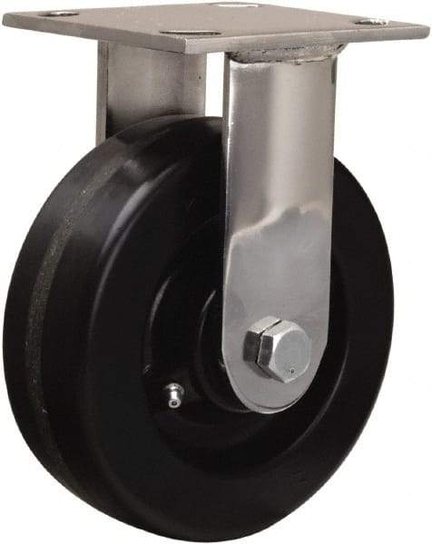 Hamilton - 6" Diam x 2" Wide x 7-1/2" OAH Top Plate Mount Rigid Caster - Phenolic, 800 Lb Capacity, Delrin Bearing, 3-3/4 x 4-1/2" Plate - USA Tool & Supply