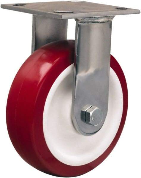 Hamilton - 6" Diam x 2" Wide x 7-1/2" OAH Top Plate Mount Rigid Caster - Polyurethane Mold on Polypropylene, 800 Lb Capacity, Delrin Bearing, 3-3/4 x 4-1/2" Plate - USA Tool & Supply