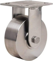 Hamilton - 5" Diam x 2" Wide x 6-1/2" OAH Top Plate Mount Rigid Caster - Forged Steel, 800 Lb Capacity, Delrin Bearing, 3-3/4 x 4-1/2" Plate - USA Tool & Supply