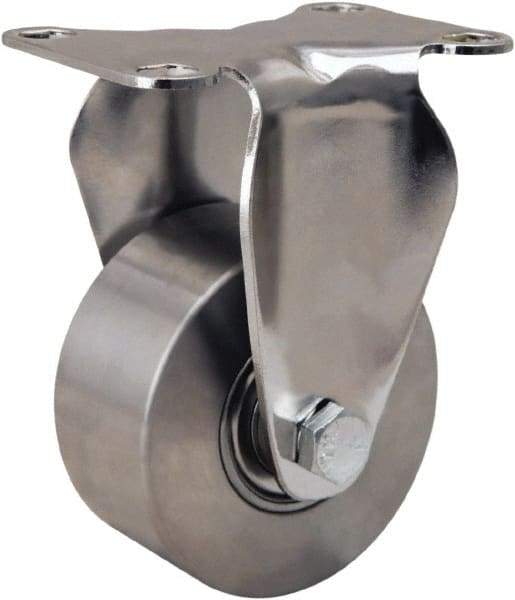 Hamilton - 3" Diam x 1-3/8" Wide x 4-5/8" OAH Top Plate Mount Rigid Caster - Forged Steel, 325 Lb Capacity, Stainless Steel Precision Ball Bearing, 2-3/8 x 3-5/8" Plate - USA Tool & Supply