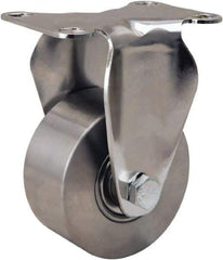 Hamilton - 3" Diam x 1-3/8" Wide x 4-5/8" OAH Top Plate Mount Rigid Caster - Forged Steel, 325 Lb Capacity, Stainless Steel Precision Ball Bearing, 2-3/8 x 3-5/8" Plate - USA Tool & Supply