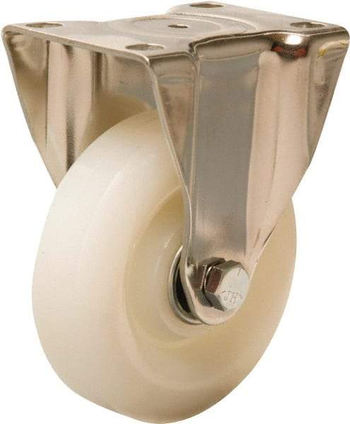 Hamilton - 4" Diam x 1-1/4" Wide x 5-1/8" OAH Top Plate Mount Rigid Caster - Nylon, 325 Lb Capacity, Plain Bore Bearing, 2-3/8 x 3-5/8" Plate - USA Tool & Supply