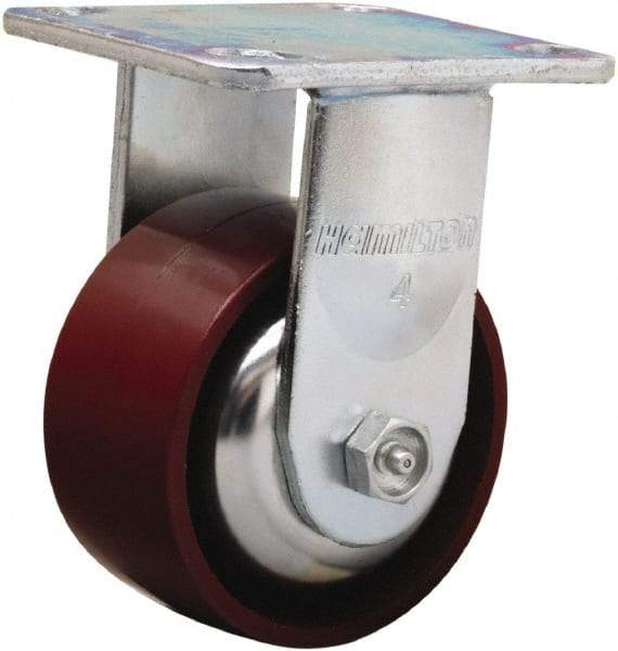 Hamilton - 4" Diam x 2" Wide x 5-5/8" OAH Top Plate Mount Rigid Caster - Cast Iron, 900 Lb Capacity, Sealed Precision Ball Bearing, 4 x 4-1/2" Plate - USA Tool & Supply