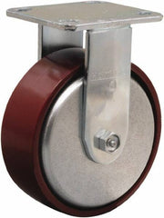 Hamilton - 6" Diam x 2" Wide x 7-1/2" OAH Top Plate Mount Rigid Caster - Cast Iron, 800 Lb Capacity, Sealed Precision Ball Bearing, 4 x 4-1/2" Plate - USA Tool & Supply