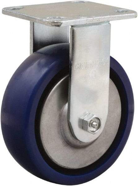 Hamilton - 6" Diam x 2" Wide x 7-1/2" OAH Top Plate Mount Rigid Caster - Polyurethane, 900 Lb Capacity, Sealed Precision Ball Bearing, 4 x 4-1/2" Plate - USA Tool & Supply