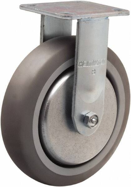 Hamilton - 8" Diam x 2" Wide x 9-1/2" OAH Top Plate Mount Rigid Caster - Rubber Mold on Polyolefin, 500 Lb Capacity, Straight Roller Bearing, 4 x 4-1/2" Plate - USA Tool & Supply