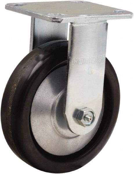 Hamilton - 6" Diam x 1-1/2" Wide x 7-1/2" OAH Top Plate Mount Rigid Caster - Phenolic, 800 Lb Capacity, Straight Roller Bearing, 4 x 4-1/2" Plate - USA Tool & Supply