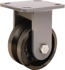 Hamilton - 4" Diam x 2" Wide, Iron Rigid Caster - 800 Lb Capacity, Top Plate Mount, 4" x 4-1/2" Plate, Straight Roller Bearing - USA Tool & Supply