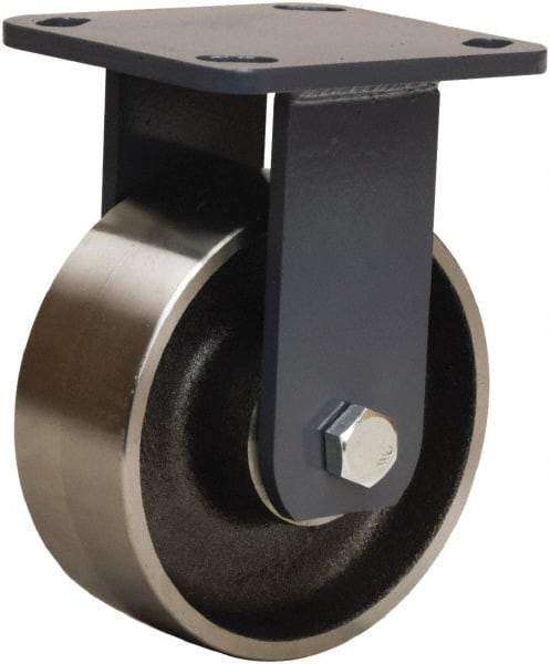 Hamilton - 5" Diam x 2" Wide x 6-1/2" OAH Top Plate Mount Rigid Caster - Forged Steel, 2,000 Lb Capacity, Sealed Precision Ball Bearing, 4 x 4-1/2" Plate - USA Tool & Supply