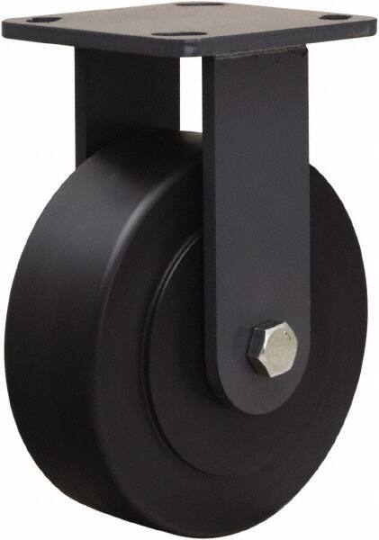 Hamilton - 6" Diam x 2" Wide x 7-1/2" OAH Top Plate Mount Rigid Caster - Nylon, 2,000 Lb Capacity, Sealed Precision Ball Bearing, 4 x 4-1/2" Plate - USA Tool & Supply