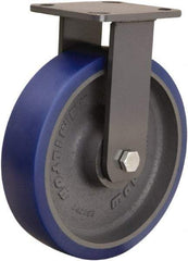 Hamilton - 8" Diam x 2" Wide x 9-1/2" OAH Top Plate Mount Rigid Caster - Polyurethane Mold onto Cast Iron Center, 1,200 Lb Capacity, Tapered Roller Bearing, 4 x 4-1/2" Plate - USA Tool & Supply