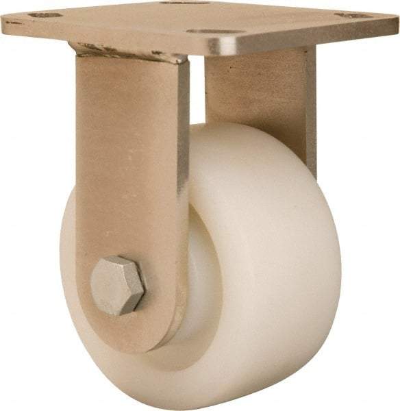 Hamilton - 4" Diam x 2" Wide x 5-5/8" OAH Top Plate Mount Rigid Caster - Nylon, 800 Lb Capacity, Stainless Steel Double Shielded Precision Ball Bearing, 4 x 4-1/2" Plate - USA Tool & Supply
