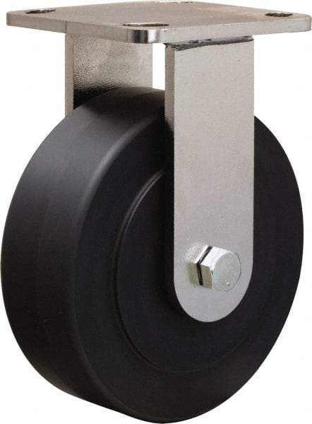 Hamilton - 6" Diam x 2" Wide x 7-1/2" OAH Top Plate Mount Rigid Caster - Nylon, 1,600 Lb Capacity, Stainless Steel Double Shielded Precision Ball Bearing, 4 x 4-1/2" Plate - USA Tool & Supply