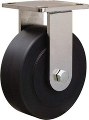 Hamilton - 6" Diam x 2" Wide x 7-1/2" OAH Top Plate Mount Rigid Caster - Nylon, 1,600 Lb Capacity, Stainless Steel Double Shielded Precision Ball Bearing, 4 x 4-1/2" Plate - USA Tool & Supply