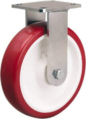 Hamilton - 8" Diam x 2" Wide x 9-1/2" OAH Top Plate Mount Rigid Caster - Polyurethane Mold on Polypropylene, 1,000 Lb Capacity, Delrin Bearing, 4 x 4-1/2" Plate - USA Tool & Supply