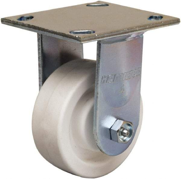 Hamilton - 4" Diam x 1-1/2" Wide x 5-5/8" OAH Top Plate Mount Rigid Caster - Polyolefin, 400 Lb Capacity, Delrin Bearing, 4 x 4-1/2" Plate - USA Tool & Supply