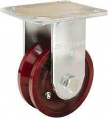 Hamilton - 4" Diam x 1-1/2" Wide, Iron Rigid Caster - 550 Lb Capacity, Top Plate Mount, 4" x 4-1/2" Plate, Straight Roller Bearing - USA Tool & Supply