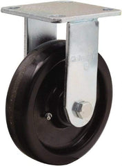 Hamilton - 6" Diam x 1-1/2" Wide x 7-1/2" OAH Top Plate Mount Rigid Caster - Phenolic, 550 Lb Capacity, Straight Roller Bearing, 4 x 4-1/2" Plate - USA Tool & Supply